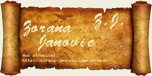 Zorana Janović vizit kartica